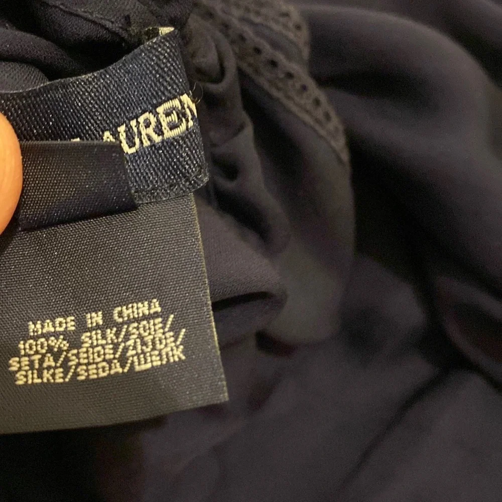 RALPH LAUREN & POLO RALPH LAUREN NAVY BLUE SILK & cotton dress . Size 7 set 2